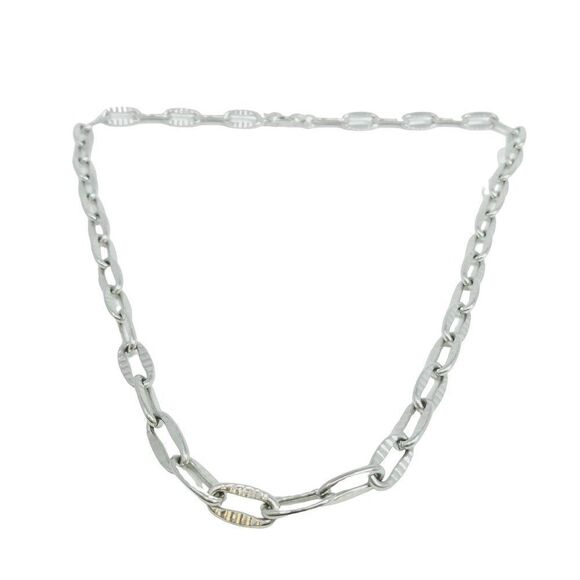 Vintage Silver Tone Oval Link Chain Necklace, Nice Length, Unisex Style Estate - Picture 1 of 4